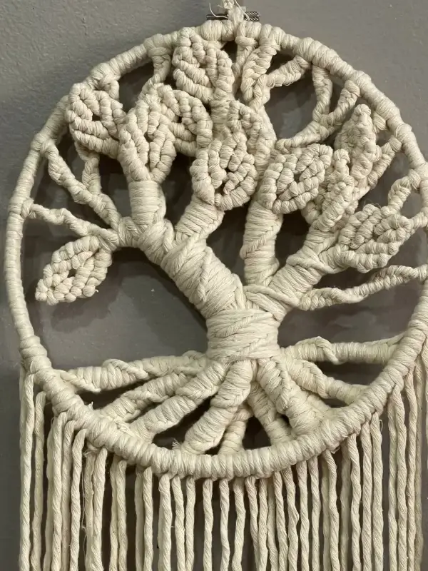 Handcrafted Ivory Macrame Tree Wall Hanging UPCLOSE