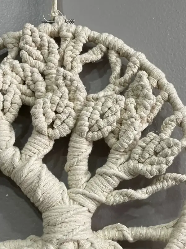 Handcrafted Ivory Macrame Tree Wall Hanging UPCLOSE