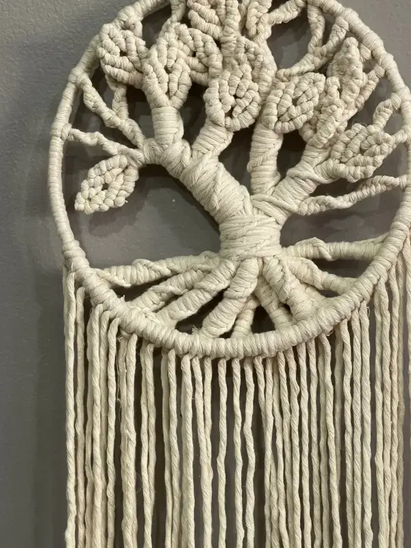 Handcrafted Ivory Macrame Tree Wall Hanging UPCLOSE