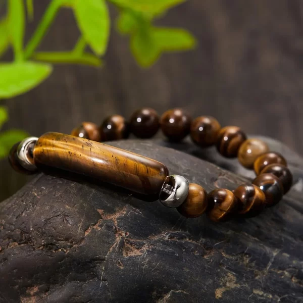 Stone Beaded Handmade Yoga Energy Healing Bracelet with Yellow Tiger Eye - Image 3