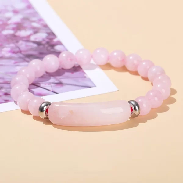 Stone Beaded Handmade Yoga Energy Healing Bracelet With Rose Quartz - Image 3