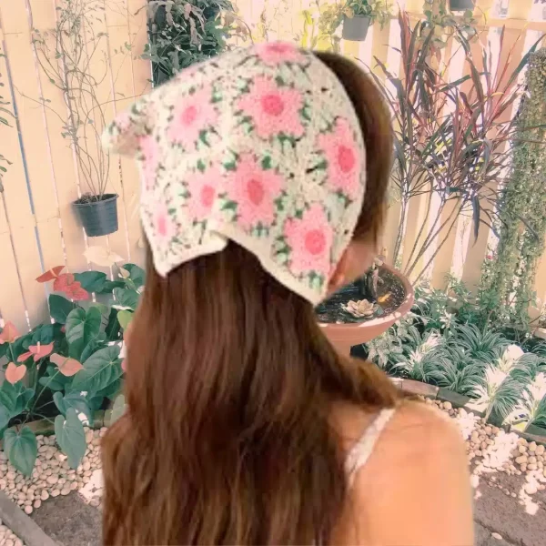 Bohemian Style Floral Knitted Hair Bandana - Image 2