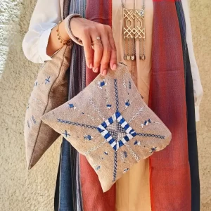 Siwa Hand-Embroidered Geometric Wristlet