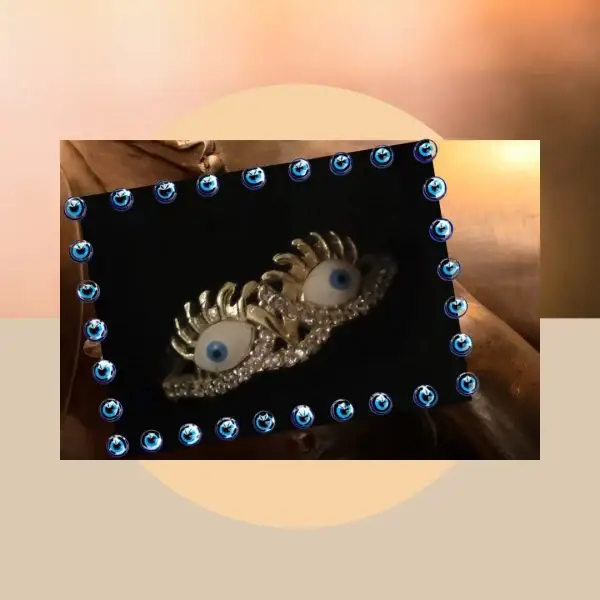 Unique Evil Eye Ring with Gold-Plated Design