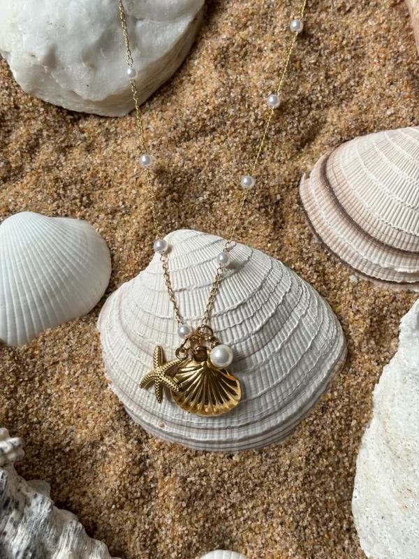 Ocean Charm Necklace with Shell, Starfish, and Pearl Accents - Image 4