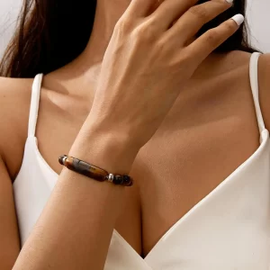Stone Beaded Handmade Yoga Energy Healing Bracelet with Yellow Tiger Eye