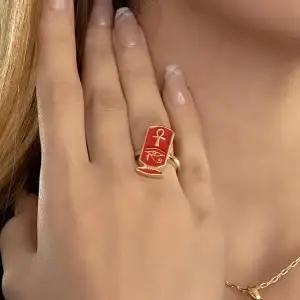 18K Gold-Plated Cartouche Ring - Pharaonic Jewelry
