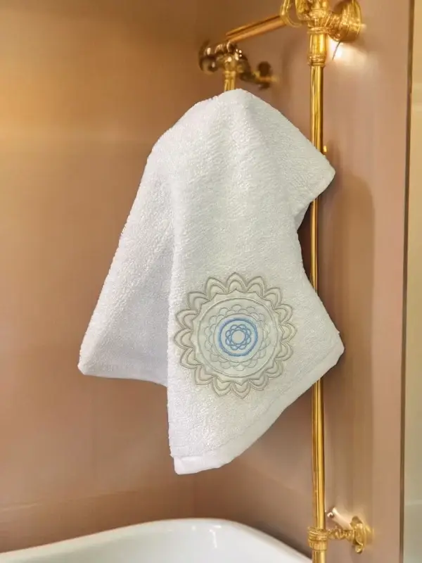 Blue & Gold Khamsa Embroidered Towel Set  - Protective & Stylish - Image 3