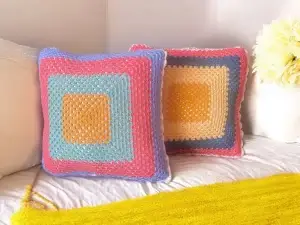 Beach House Hand-Crocheted Cotton Pillow set - Vibrant Summer Colors