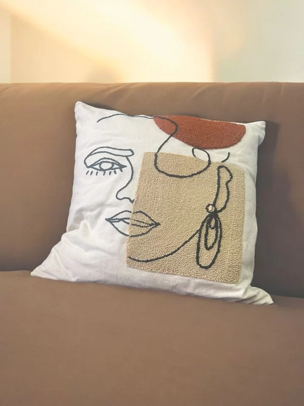 Abstract Woman Face Pillow - Handmade with Insert - Image 7