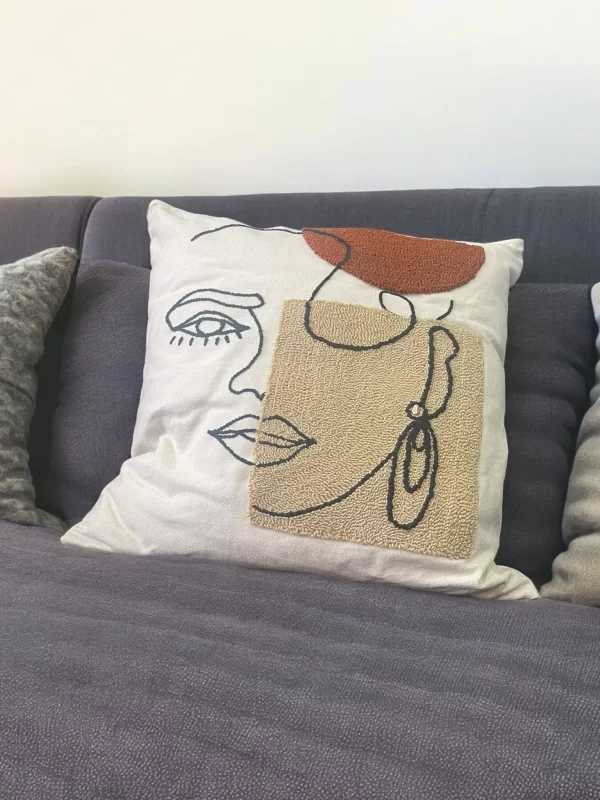 Abstract Woman Face Pillow - Handmade with Insert - Image 5