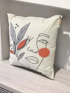 Floral Face Art Pillow