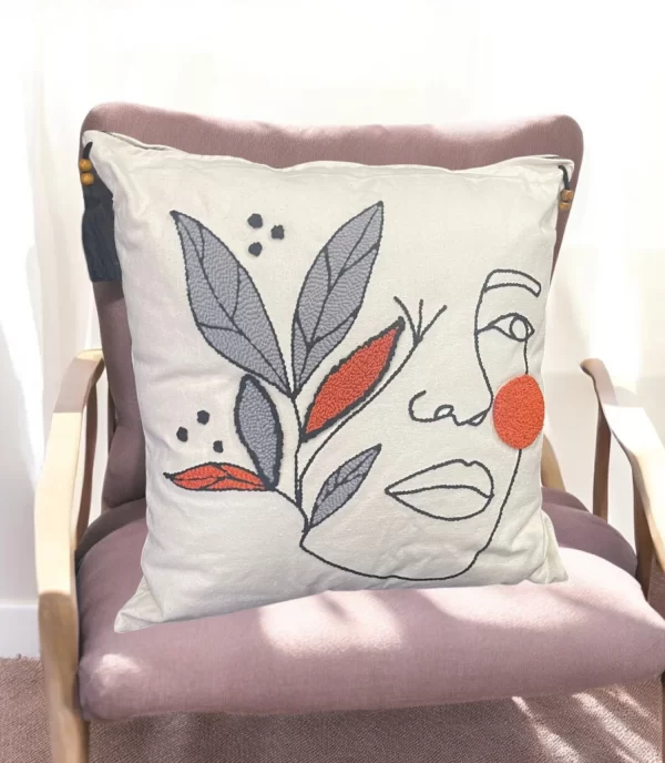 Floral Face Art Pillow