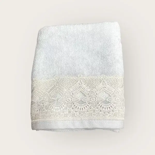 Elegant Lace Trimmed Hand Towel - Egyptian Cotton
