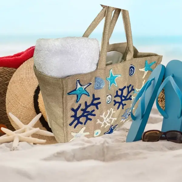 Handmade Coastal Hemp Beach Bag with Crochet Sea Motif - Image 7
