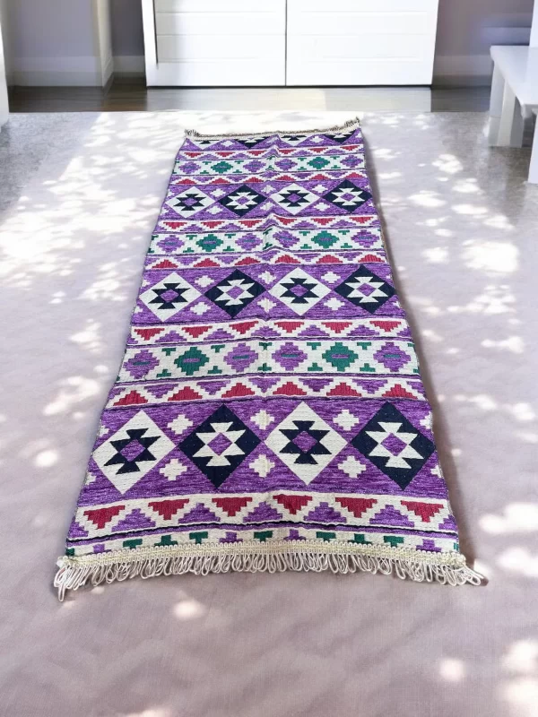 Egyptian Bedouin Kilim Rug - Purple Geometric Design - Image 6