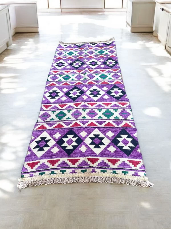Egyptian Bedouin Kilim Rug - Purple Geometric Design - Image 4