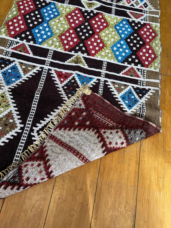 Egyptian Bedouin Kilim Rug - Brown Geometric Design - Image 2