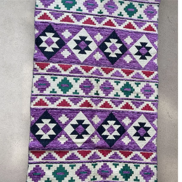 Egyptian Bedouin Kilim Rug - Purple Geometric Design