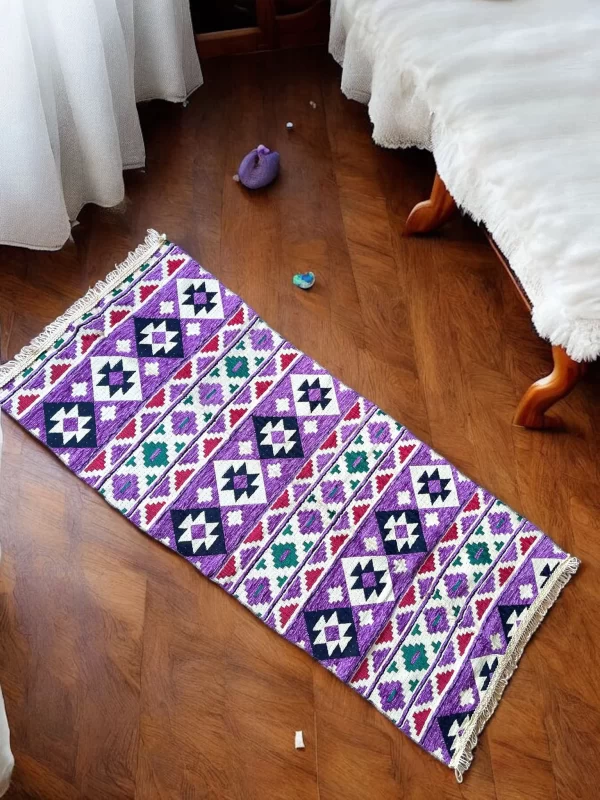 Egyptian Bedouin Kilim Rug - Purple Geometric Design - Image 3