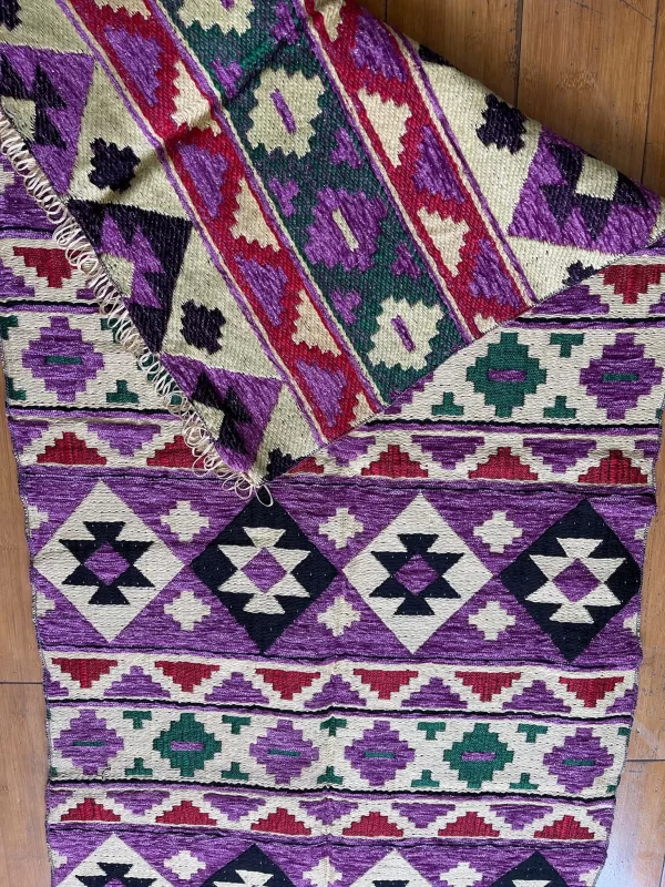 Egyptian Bedouin Kilim Rug - Purple Geometric Design - Image 2