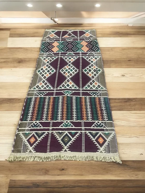 Egyptian Bedouin Kilim Rug - Multi-Color Geometric Design - Image 4