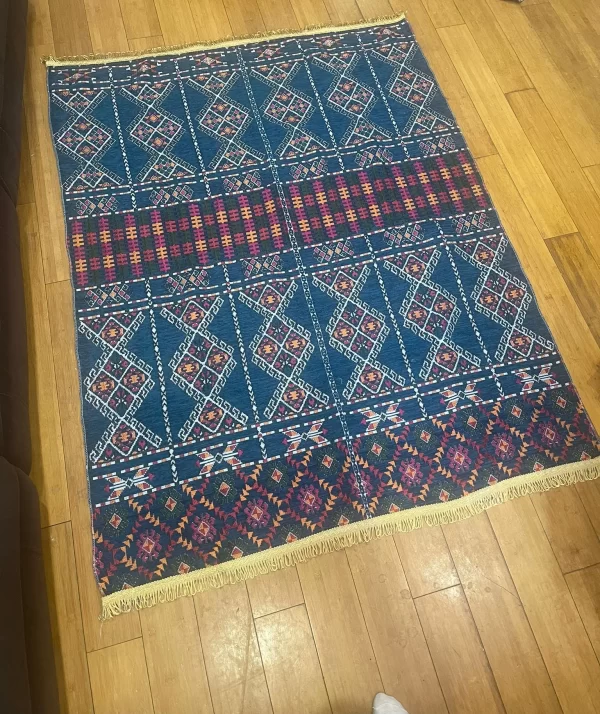 Egyptian Kilim Rug Carpet - Bedouin Geometric Oriental Design - Image 4