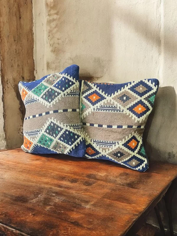 Egyptian Bedouin Kilim Cushion Cover set - Handcrafted Decorative Pillow Cover - Image 2