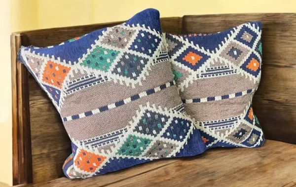 Egyptian Bedouin Kilim Cushion Cover set - Handcrafted Decorative Pillow Cover