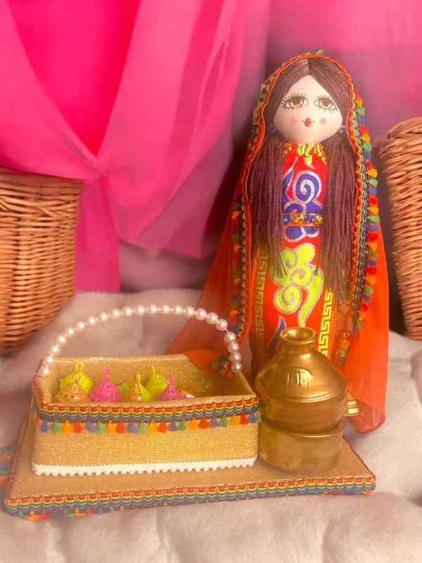 Handmade 19" Egyptian Doll in Traditional Attire with Decorative Base and Accessories - Image 8