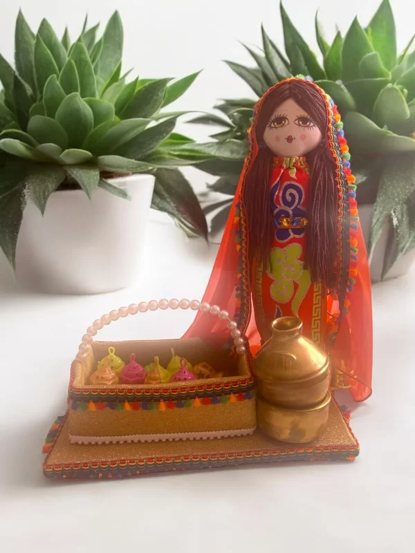 Handmade 19" Egyptian Doll in Traditional Attire with Decorative Base and Accessories - Image 2