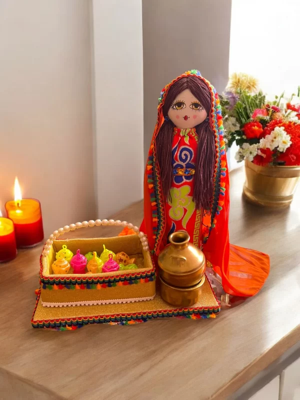 Handmade 19" Egyptian Doll in Traditional Attire with Decorative Base and Accessories
