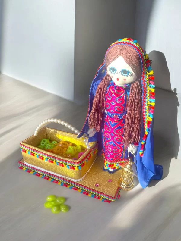 Handmade Egyptian Dressed Doll with Decorative Base and Accessories - Image 4