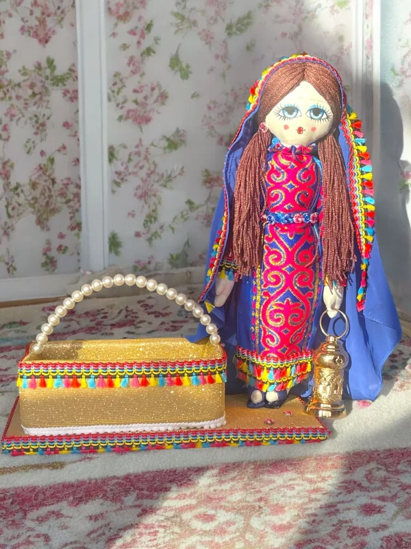 Handmade Egyptian Dressed Doll with Decorative Base and Accessories - Image 3