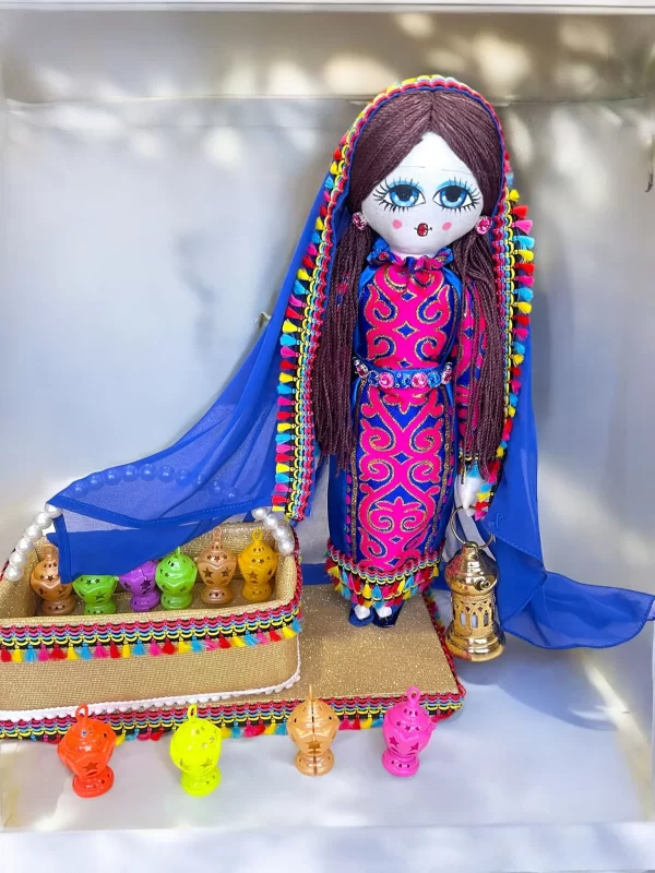Handmade Egyptian Dressed Doll with Decorative Base and Accessories - Image 12