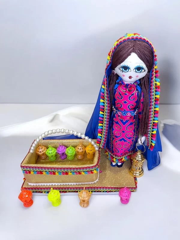 Handmade Egyptian Dressed Doll with Decorative Base and Accessories - Image 11