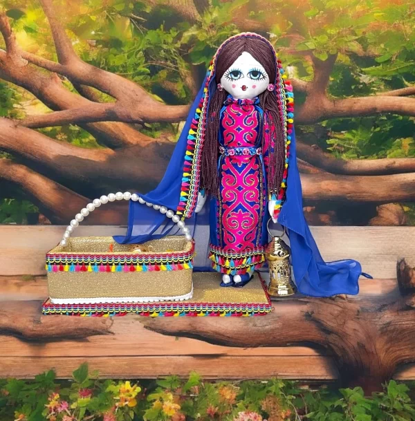 Handmade Egyptian Dressed Doll with Decorative Base and Accessories