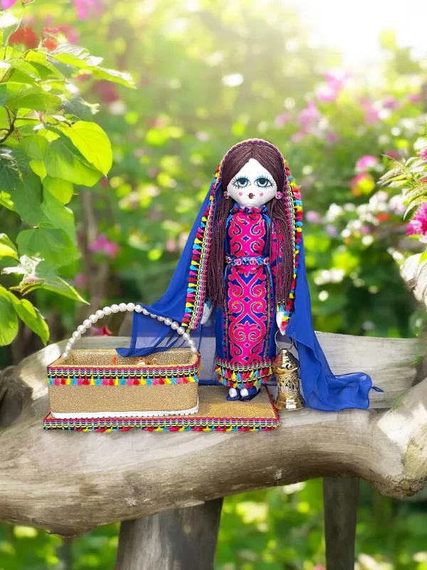 Handmade Egyptian Dressed Doll with Decorative Base and Accessories - Image 9