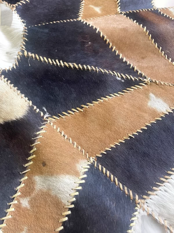 Genuine Leather Cowhide Round Rug - Handmade in Egypt - Image 2