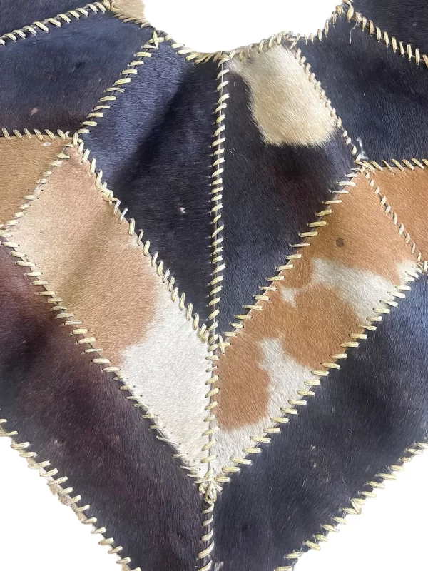 Genuine Leather Cowhide Round Rug - Handmade in Egypt - Image 5