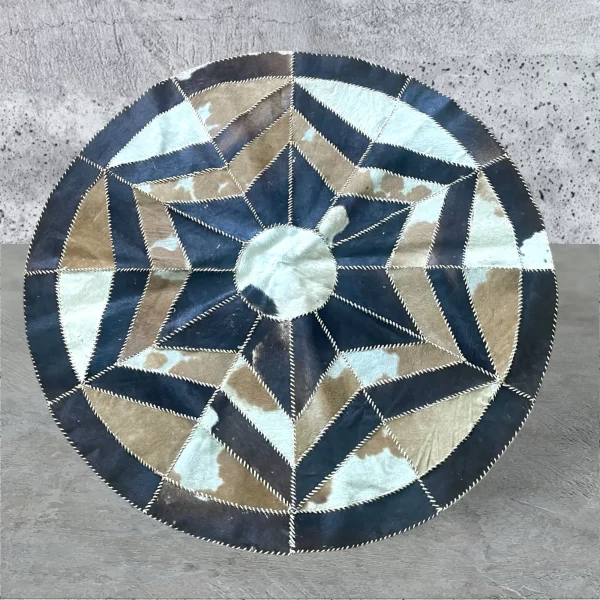Genuine Leather Cowhide Round Rug - Handmade in Egypt - Image 6