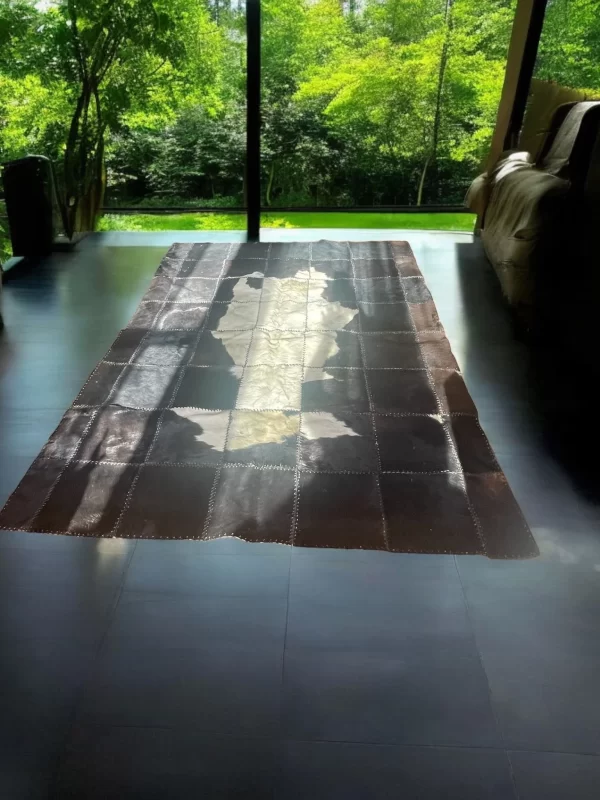 Genuine Leather Cowhide Patchwork Rug - Handcrafted Egyptian Home Decor - Image 4