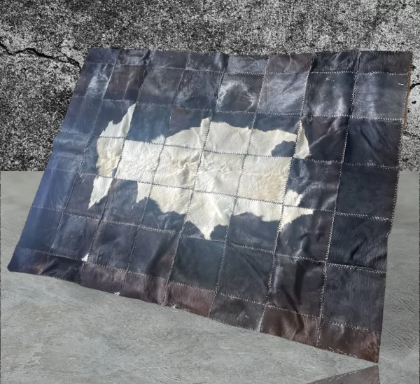 Genuine Leather Cowhide Patchwork Rug - Handcrafted Egyptian Home Decor