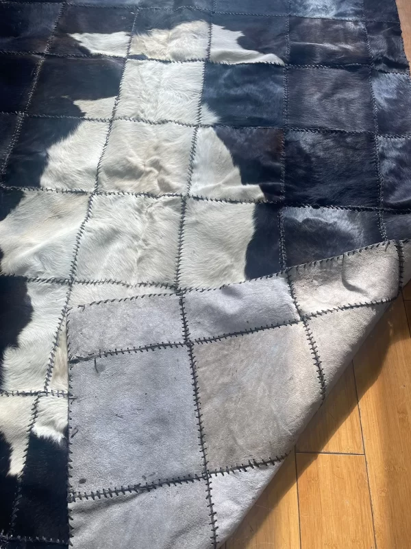 Genuine Leather Cowhide Patchwork Rug - Handcrafted Egyptian Home Decor - Image 5