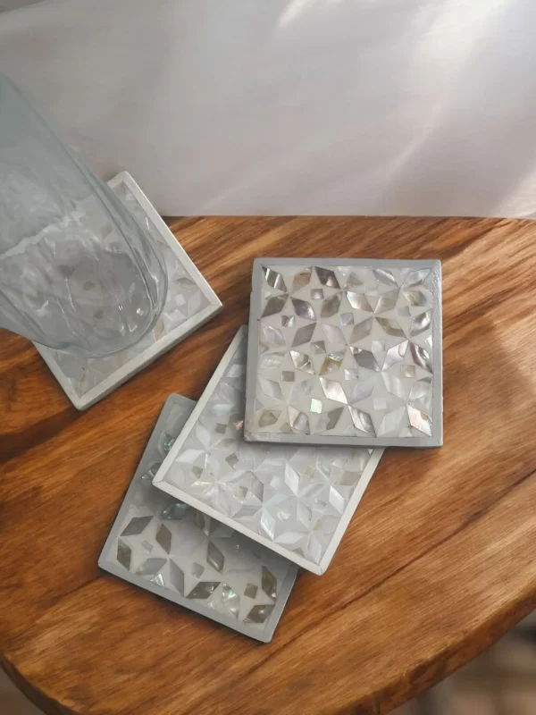 Luxurious Mother-of-Pearl Mosaic Coasters – Set of 4 - Image 5
