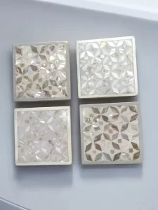 Luxurious Mother-of-Pearl Mosaic Coasters – Set of 4