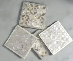 Luxurious Mother-of-Pearl Mosaic Coasters – Set of 4