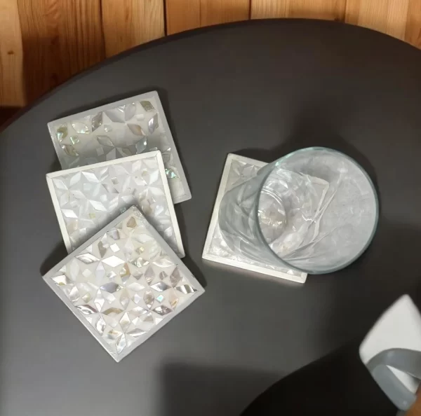Luxurious Mother-of-Pearl Mosaic Coasters – Set of 4 - Image 7