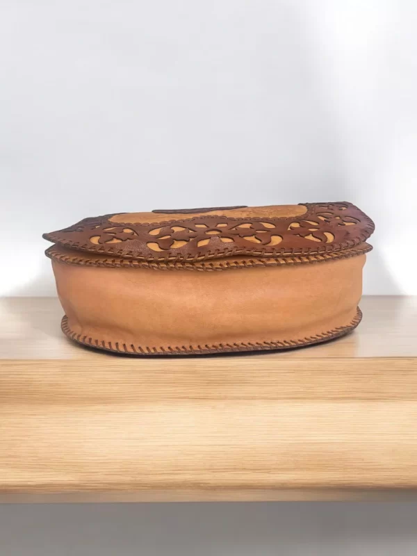 Handcrafted Cowhide Leather Bag with Laser-Cut Detailing – Vintage Elegance - Image 3