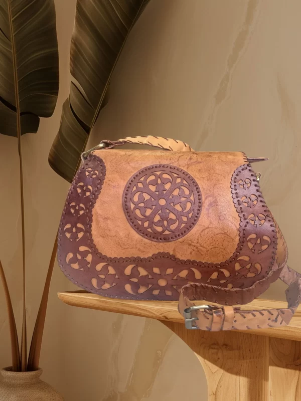 Handcrafted Cowhide Leather Bag with Laser-Cut Detailing – Vintage Elegance - Image 7